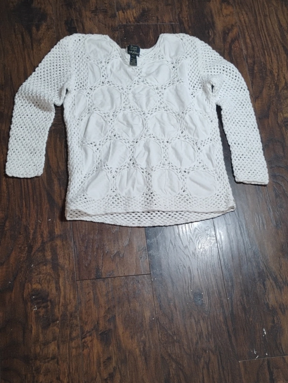 Pure Handknit for Fresh Produce White Crochet Top